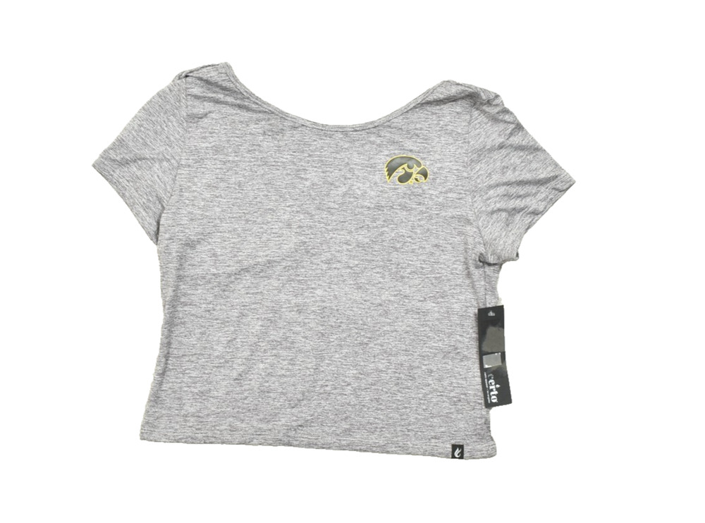 CERTO Iowa Hawkeyes Women's Gray Athletic Scoop Back Tee Shirt Size XL NEW